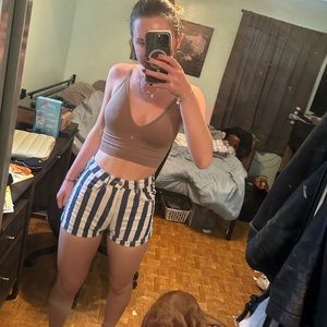 H&M striped denim shorts